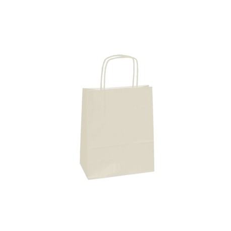 Shopper Twisted - maniglie cordino - 14 x 9 x 21 cm - carta kraft - avorio - Mainetti Bags - conf. 25 sacchetti
