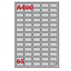 Etichetta adesiva A/400 argento 100fg A4 laser 38,1x21,2mm (65et/fg) Markin