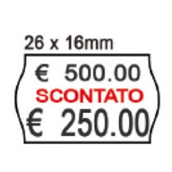 PACK 10 ROTOLI 1000 ETICH. 26x16mm ONDA "scontato" BIANCO PERM. Printex